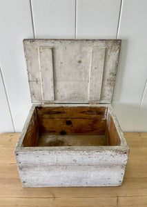 Antique White Painted Pine Box c1890