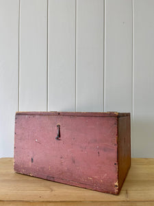 Antique Pink Painted Pine Box c1890