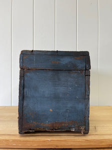 Antique Blue Painted Pine Box c1890