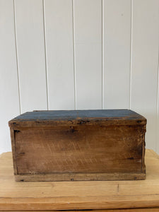 Antique Blue Painted Pine Box c1890