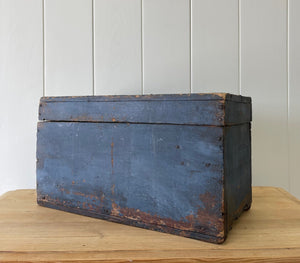 Antique Blue Painted Pine Box c1890