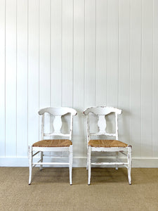 A Set of 4 Vintage Rush Seat French Farmhouse Chairs