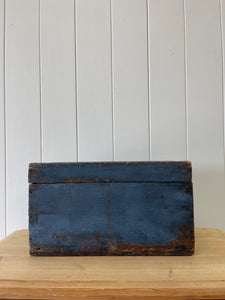 Antique Blue Painted Pine Box c1890