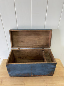 Antique Blue Painted Pine Box c1890