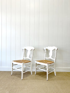 A Set of 4 Vintage Rush Seat French Farmhouse Chairs