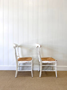 A Set of 4 Vintage Rush Seat French Farmhouse Chairs