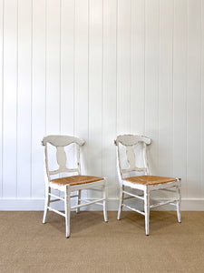 A Set of 4 Vintage Rush Seat French Farmhouse Chairs