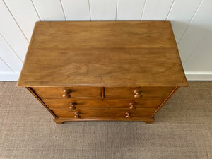 An Antique English Pine Chest of Drawers Dresser with Wooden Knobs c1890