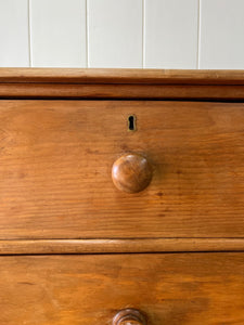 An Antique English Pine Chest of Drawers Dresser with Wooden Knobs c1890