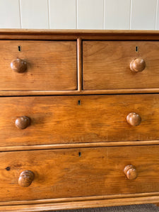 An Antique English Pine Chest of Drawers Dresser with Wooden Knobs c1890