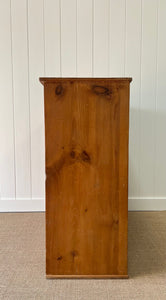 A Large Antique English Pine Chest of Drawers Dresser with Black Wooden Knobs c1890