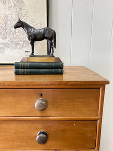 A Large Antique English Pine Chest of Drawers Dresser with Black Wooden Knobs c1890