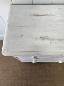 An English Pine Painted White Chest of Drawers Dresser c1890