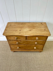 A Charming English Pine Chest of Drawers Dresser with Wooden Knobs c1890