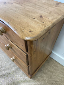 A Charming English Pine Chest of Drawers Dresser with Wooden Knobs c1890