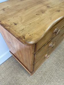 A Charming English Pine Chest of Drawers Dresser with Wooden Knobs c1890