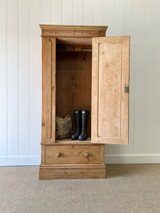 A Handsome English 19th Pine Cupboard with Dark Wooden Knobs