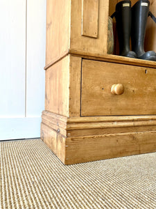 A Handsome English 19th Pine Cupboard with Dark Wooden Knobs