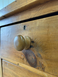 A Charming English Pine Chest of Drawers Dresser with Wooden Knobs and Ball Feet c1890