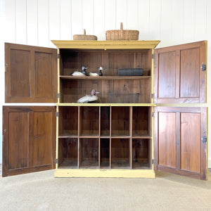 A 19th Century English Painted Yellow Pine Housekeeper's Cupboard