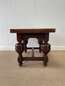 An English Country Oak Cup and Cover Draw Leaf Dining Table c1890