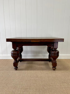 An English Country Oak Cup and Cover Draw Leaf Dining Table c1890