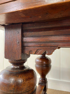 An English Country Oak Cup and Cover Draw Leaf Dining Table c1890