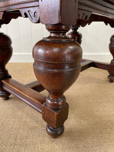 An English Country Oak Cup and Cover Draw Leaf Dining Table c1890