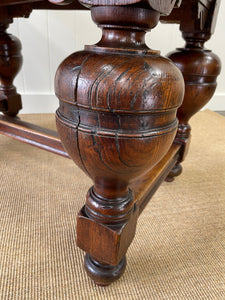 An English Country Oak Cup and Cover Draw Leaf Dining Table c1890