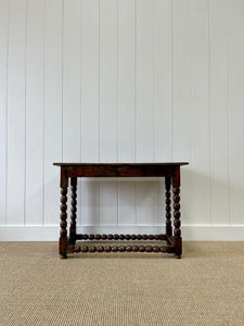 Antique English Country Solid Oak 18th Century Console Table