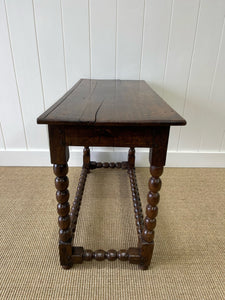 Antique English Country Solid Oak 18th Century Console Table