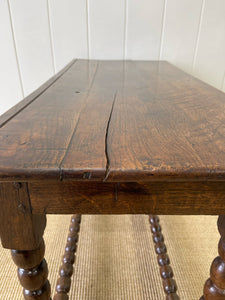 Antique English Country Solid Oak 18th Century Console Table