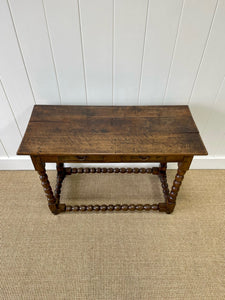 Antique English Country Solid Oak 18th Century Console Table