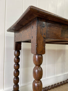 Antique English Country Solid Oak 18th Century Console Table