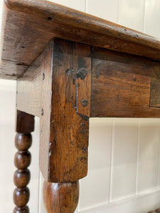 Antique English Country Solid Oak 18th Century Console Table