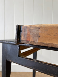 Antique English Country Ebonized Oak and Pine Side Table c1800