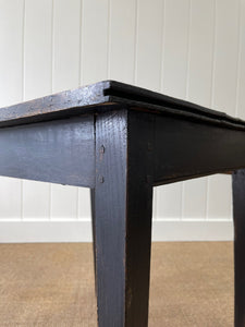 Antique English Country Ebonized Oak and Pine Side Table c1800