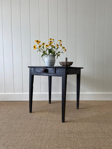 Antique English Country Ebonized Oak and Pine Side Table c1800