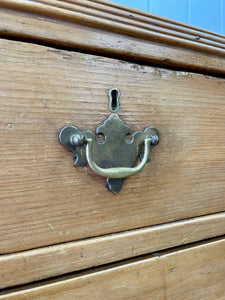 An Antique English Pine Chest of Drawers Dresser with Good Brasses c1840