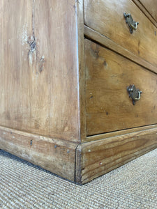 An Antique English Pine Chest of Drawers Dresser with Good Brasses c1840