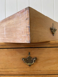 An Antique English Pine Chest of Drawers Dresser with Good Brasses c1840