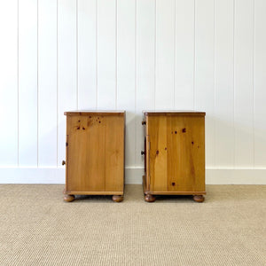 A Charming Pair of Antique English Pine Nightstands