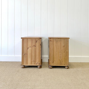 A Charming Pair of Antique English Pine Nightstands