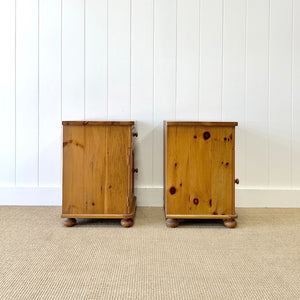 A Charming Pair of Antique English Pine Nightstands