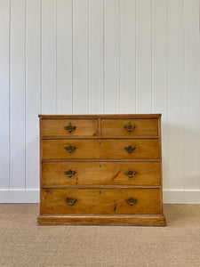 An Antique English Pine Chest of Drawers Dresser with Good Brasses c1840