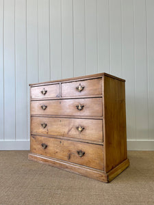 An Antique English Pine Chest of Drawers Dresser with Good Brasses c1840