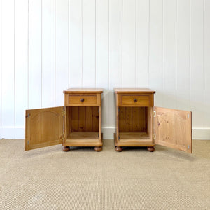 A Charming Pair of Antique English Pine Nightstands