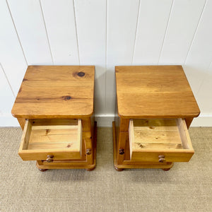 A Charming Pair of Antique English Pine Nightstands