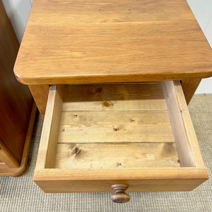 A Charming Pair of Antique English Pine Nightstands