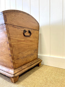 An Antique Dutch Pine Domed Top Blanket Box or Toy Box